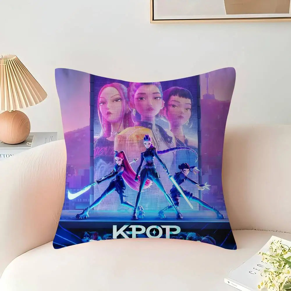 K-Pop Demon Hunters Pillow Cover – 45 x 45 cm Decorative Cushion Case