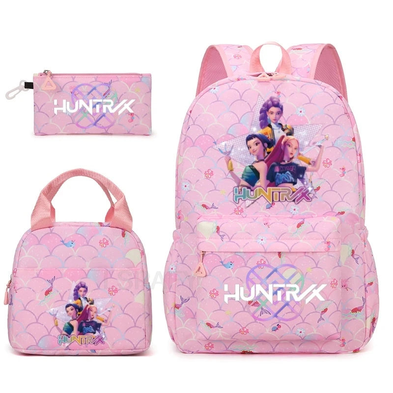 K-Pop Demon Hunters 3-Piece Backpack Set (20–35L Capacity)