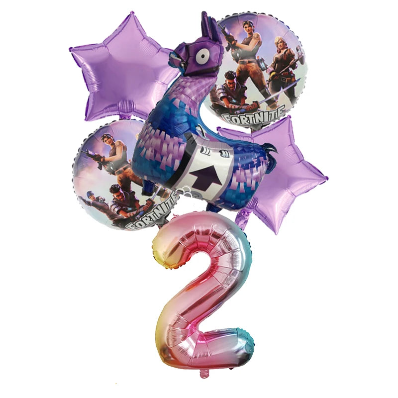 6PCS Fortnite Birthday Balloon Set – Numbers 1–9 | Party Decoration Kit